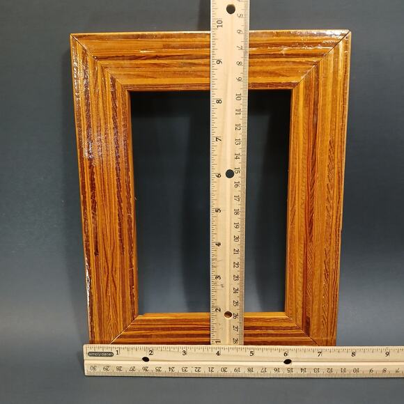 Vtg Picture Frame 9.5x7.5" Handmade Craftsman Wood Inlay Detail for 5x7 No Glass - Picture 3 of 9